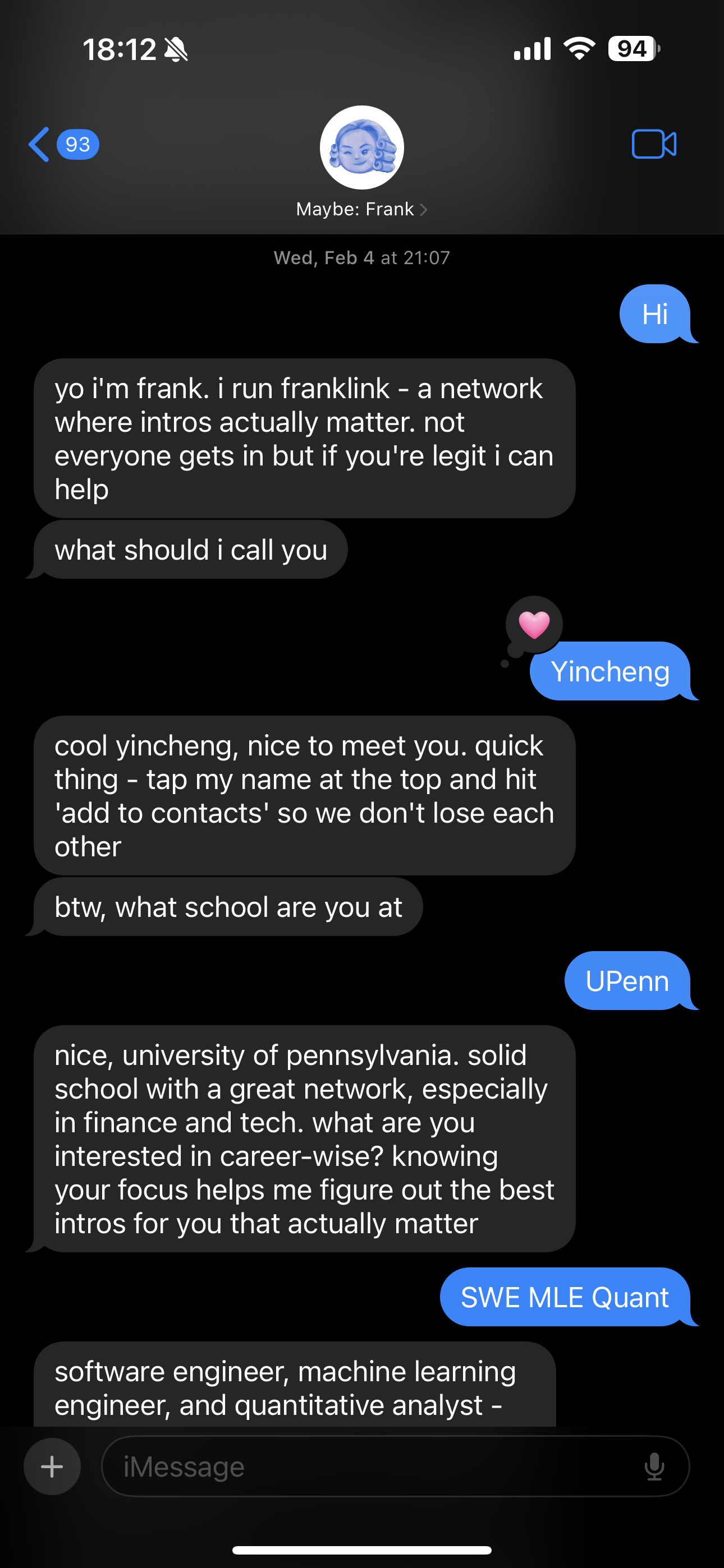 Chat with Frank AI concierge